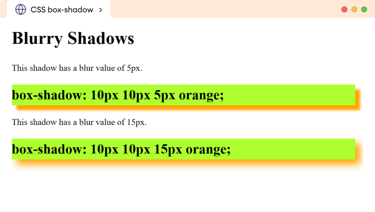 CSS Box Shadow Blur Example CSS Box Shadow Blur Example