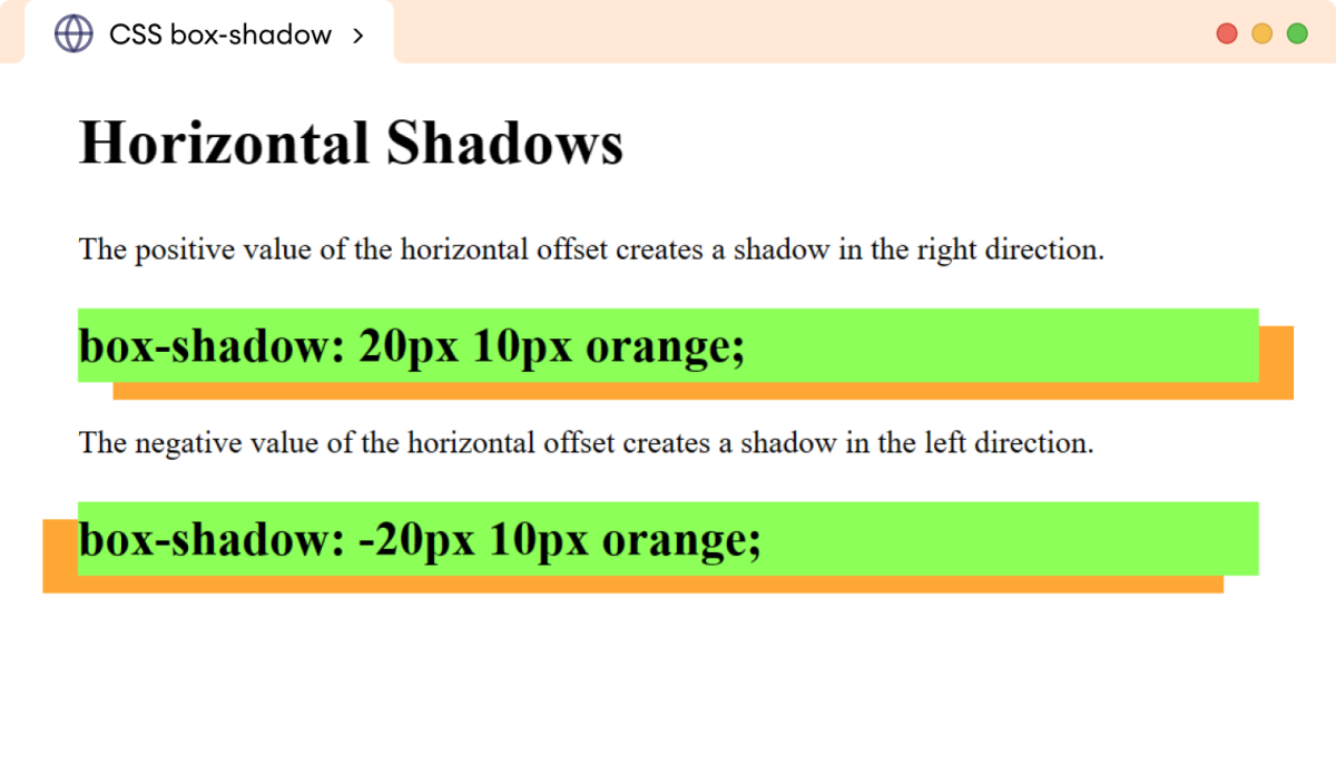CSS Box Shadow Horizontal Example CSS Box Shadow Horizontal Example