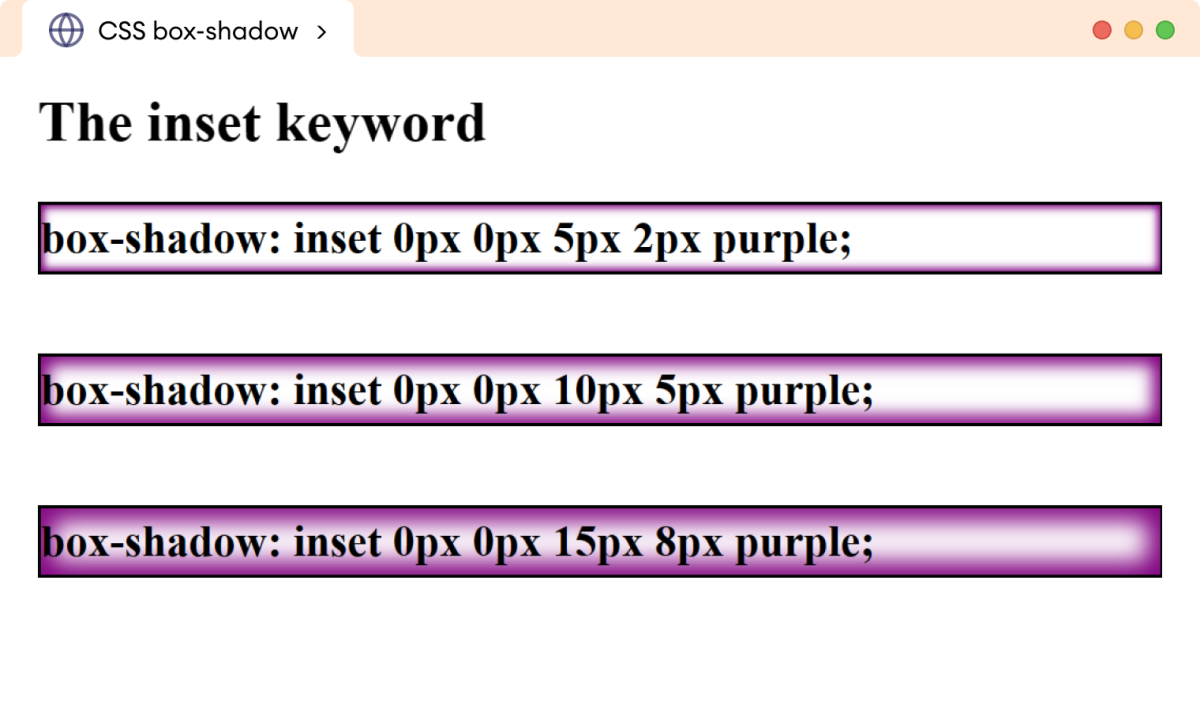 CSS Box Shadow Inset Example CSS Box Shadow Inset Example