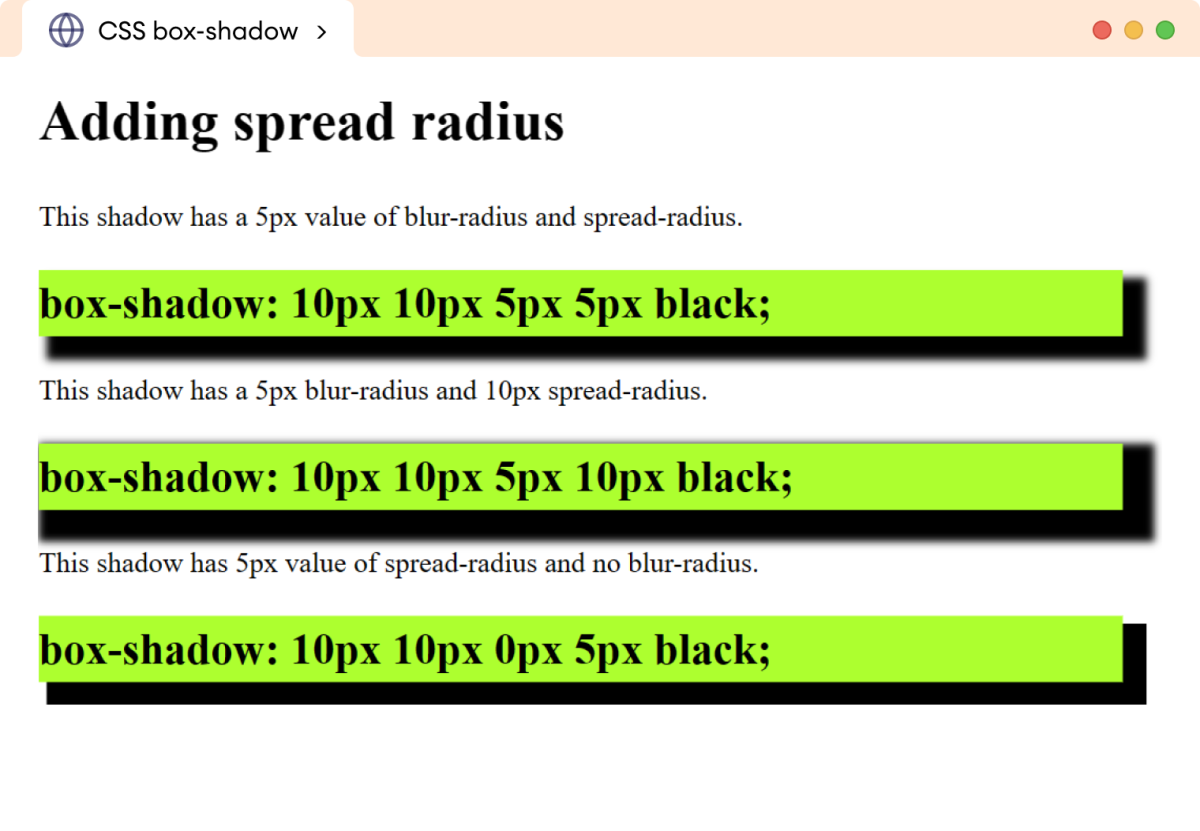 CSS Box Shadow Spread Example CSS Box Shadow Spread Example
