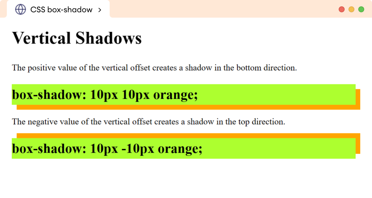 CSS Box Shadow Vertical Example CSS Box Shadow Vertical Example