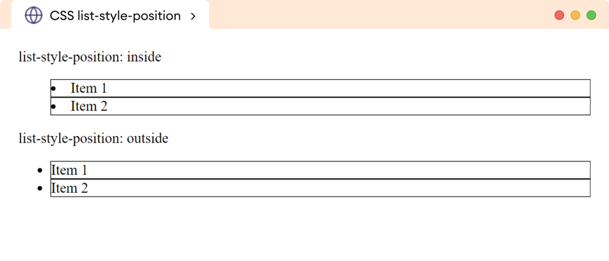 CSS List Style Position Example CSS List Style Position Example